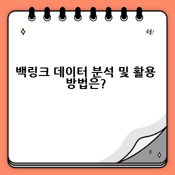 백링크 데이터 분석 및 활용 방법은?