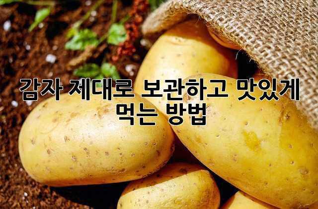 감자, 제대로 보관하고 맛있게 먹는 방법!
