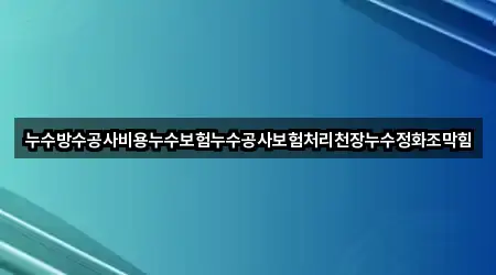 누수방수공사비용누수보험누수공사보험처리천장누수정화조막힘